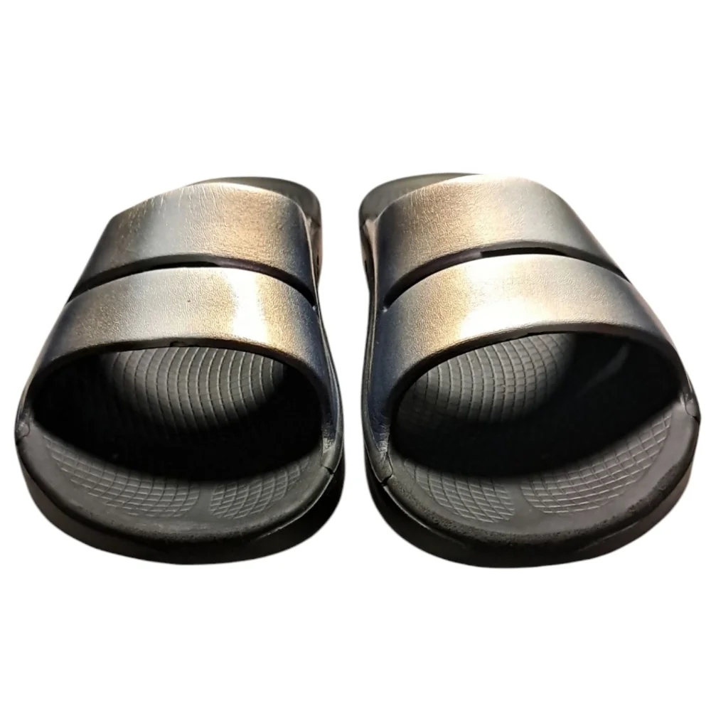 OOFOS Women's Slide Sandals - Black and Purple - Picture 3 of 14